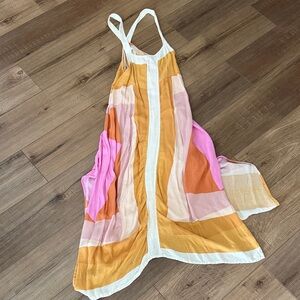O'Neill Multicolor Pink and Mustard Striped Maxi Sundress